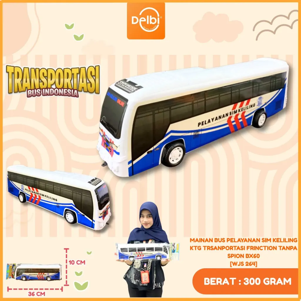 MAINAN BUS PELAYANAN SIM KELILING KTG TRSANPORTASI FRINCTION TANPA SPION NON IC PLASTIK PP BX60