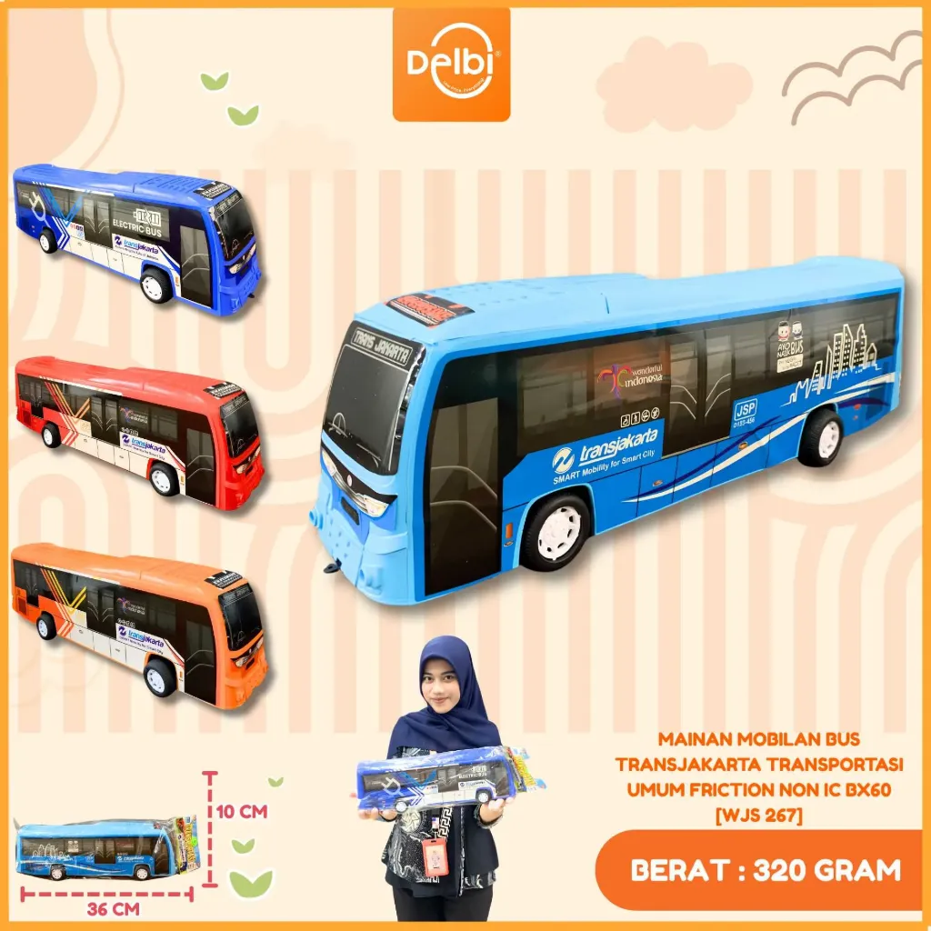 MAINAN MOBILAN BUS TRANSJAKARTA TRANSPORTASI UMUM FRICTION NON IC PLASTIK PP BX60