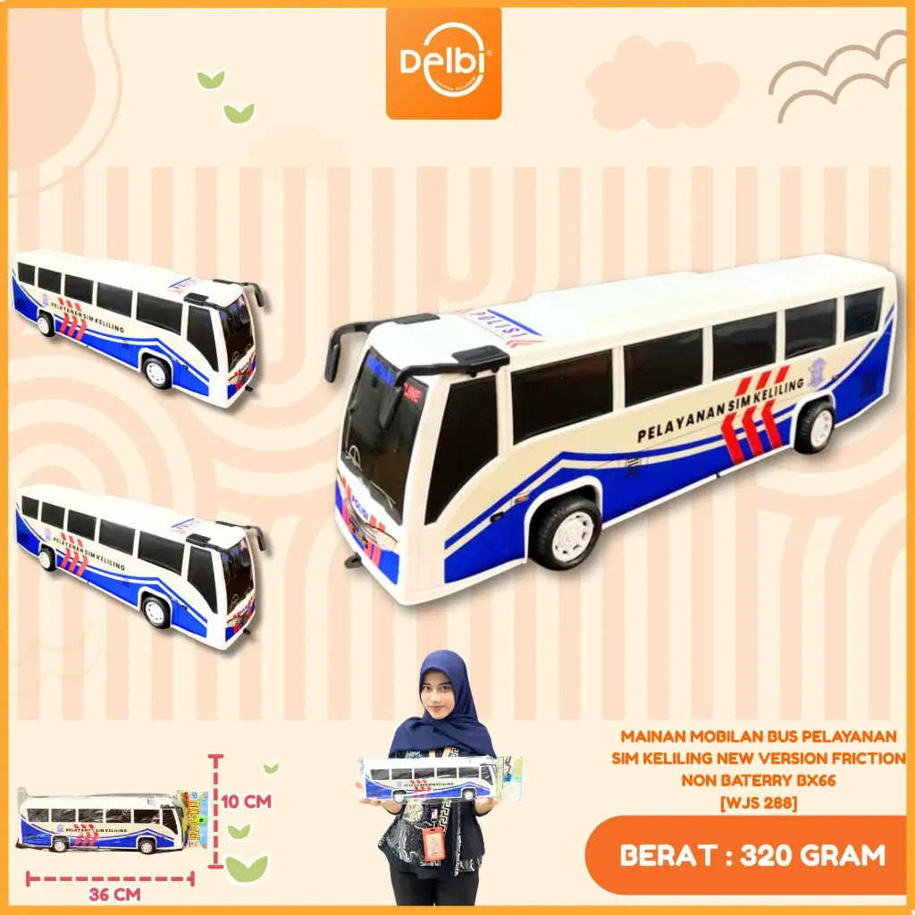 MAINAN MOBILAN BUS PELAYANAN SIM KELILING NEW VERSION FRICTION NON BATERRY PLASTIK PP BX66