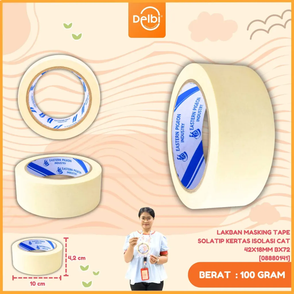 LAKBAN MASKING TAPE SOLATIP KERTAS ISOLASI CAT 42X18MM BX72