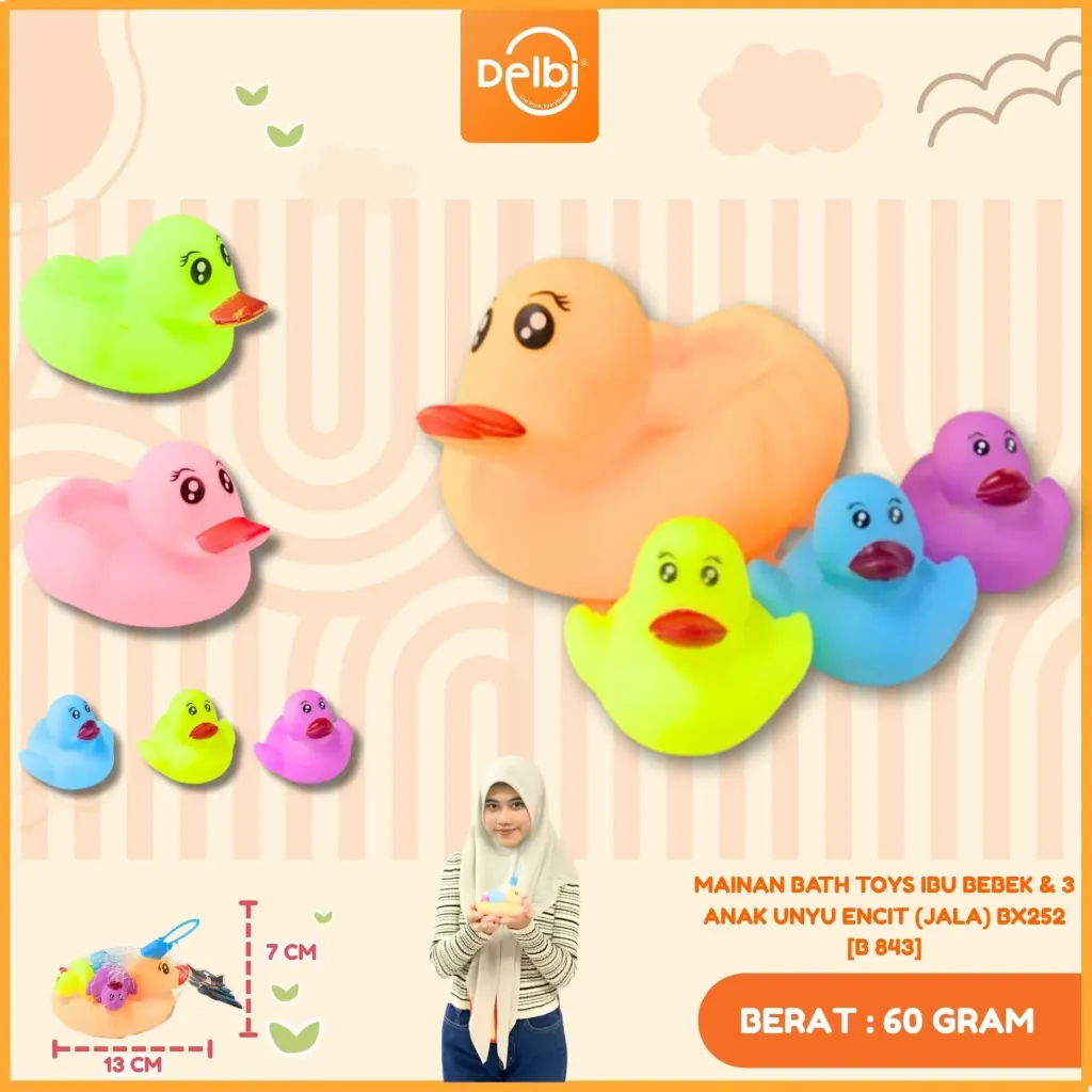 MAINAN BATH TOYS IBU BEBEK & 3 ANAK UNYU ENCIT (JALA) BX252