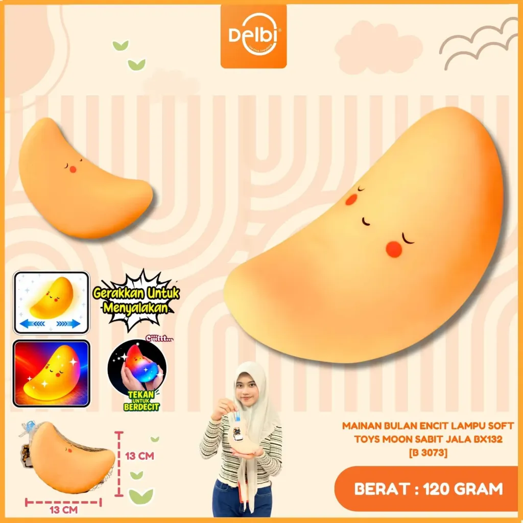 MAINAN BULAN ENCIT LAMPU SOFT TOYS MOON SABIT JALA BX132