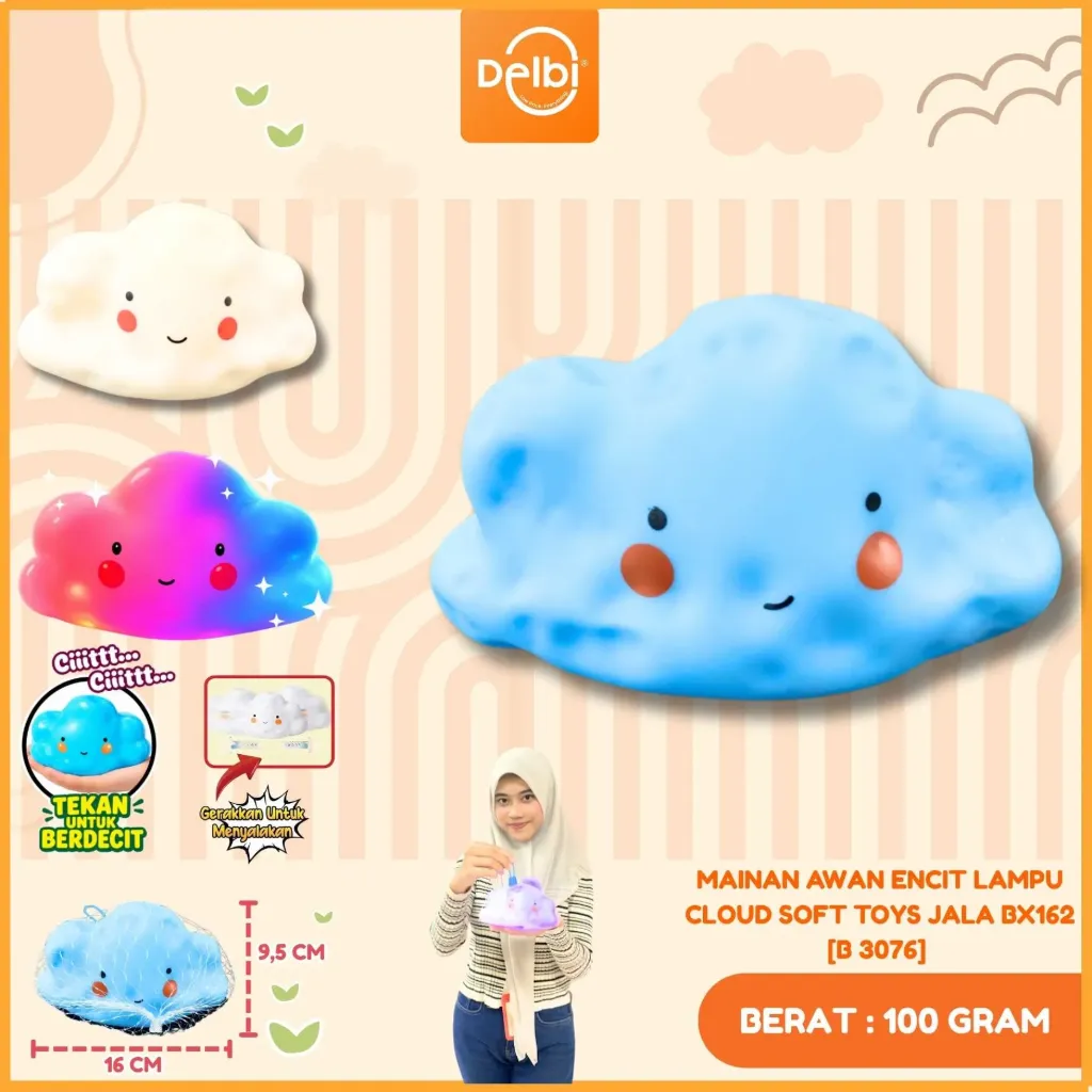 MAINAN AWAN ENCIT LAMPU CLOUD SOFT TOYS JALA BX162