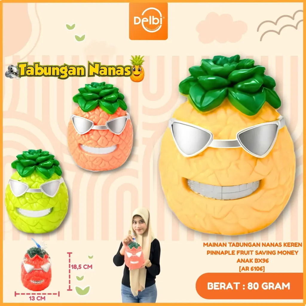 MAINAN TABUNGAN NANAS KEREN PINNAPLE FRUIT SAVING MONEY ANAK BX96