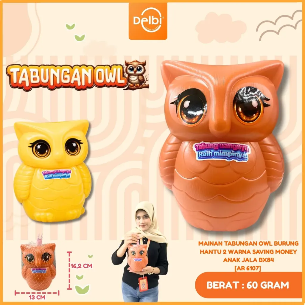 MAINAN TABUNGAN OWL BURUNG HANTU 2 WARNA SAVING MONEY ANAK JALA BX84