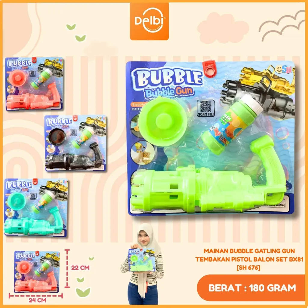 MAINAN BUBBLE GATLING GUN TEMBAKAN PISTOL BALON SET BX81