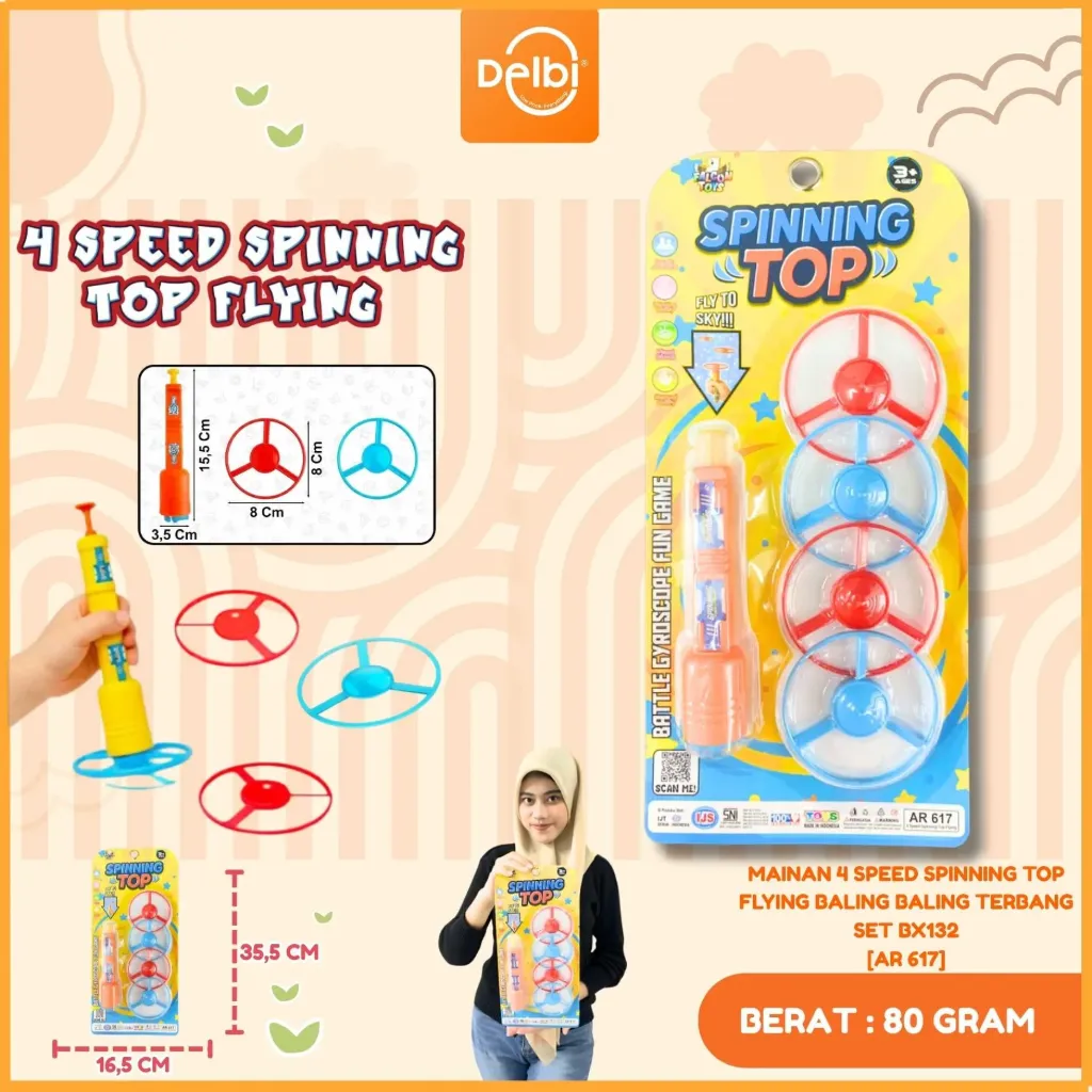 MAINAN 4 SPEED SPINNING TOP FLYING BALING BALING TERBANG SET BX132