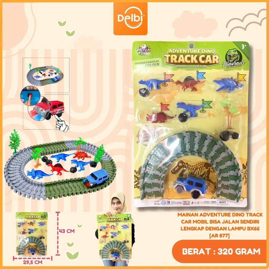 MAINAN ADVENTURE DINO TRACK CAR MOBIL BISA JALAN SENDIRI LENGKAP DENGAN LAMPU BX66