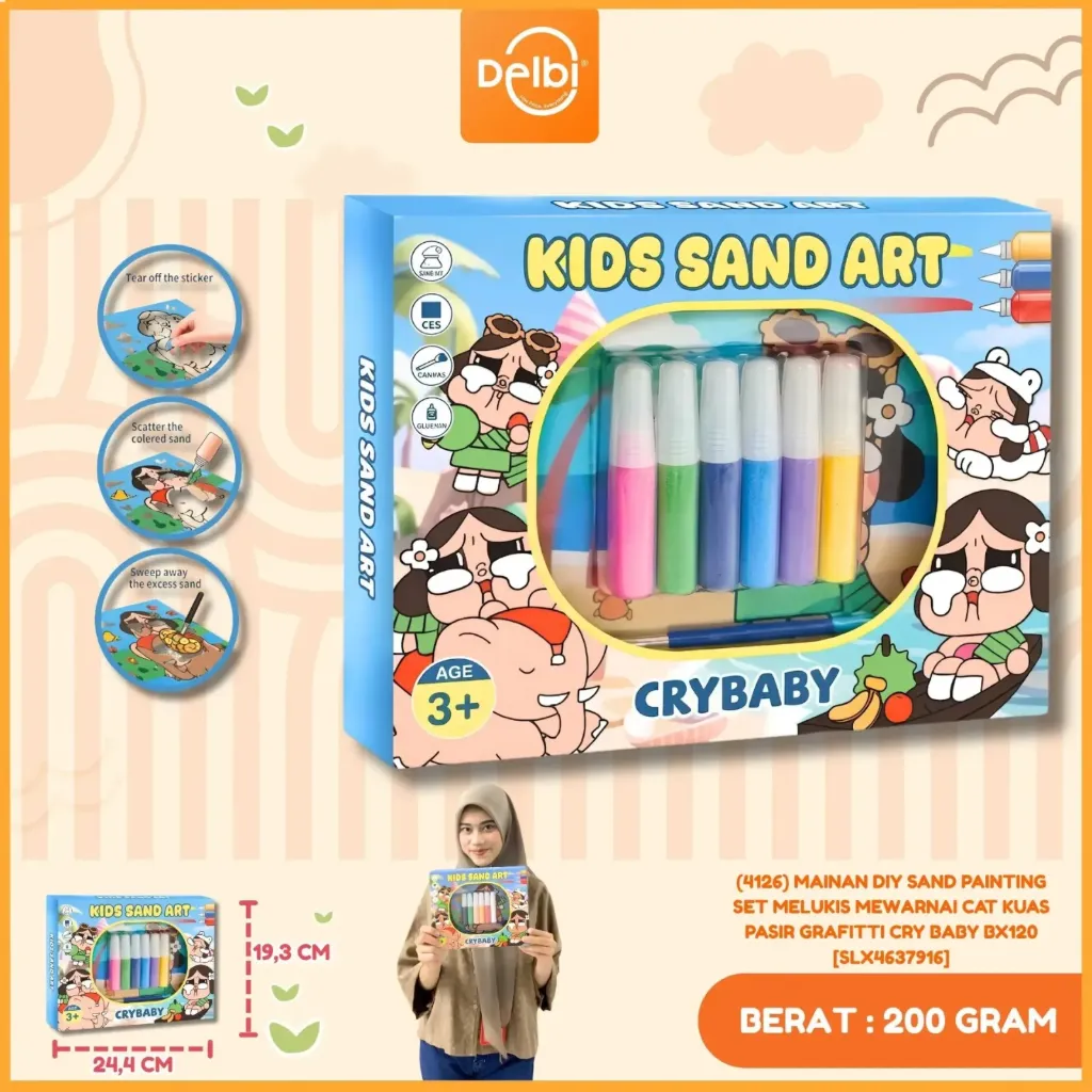 [SLX4637916] (4126) MAINAN DIY SAND PAINTING SET MELUKIS MEWARNAI CAT KUAS PASIR GRAFITTI CRY BABY BX120