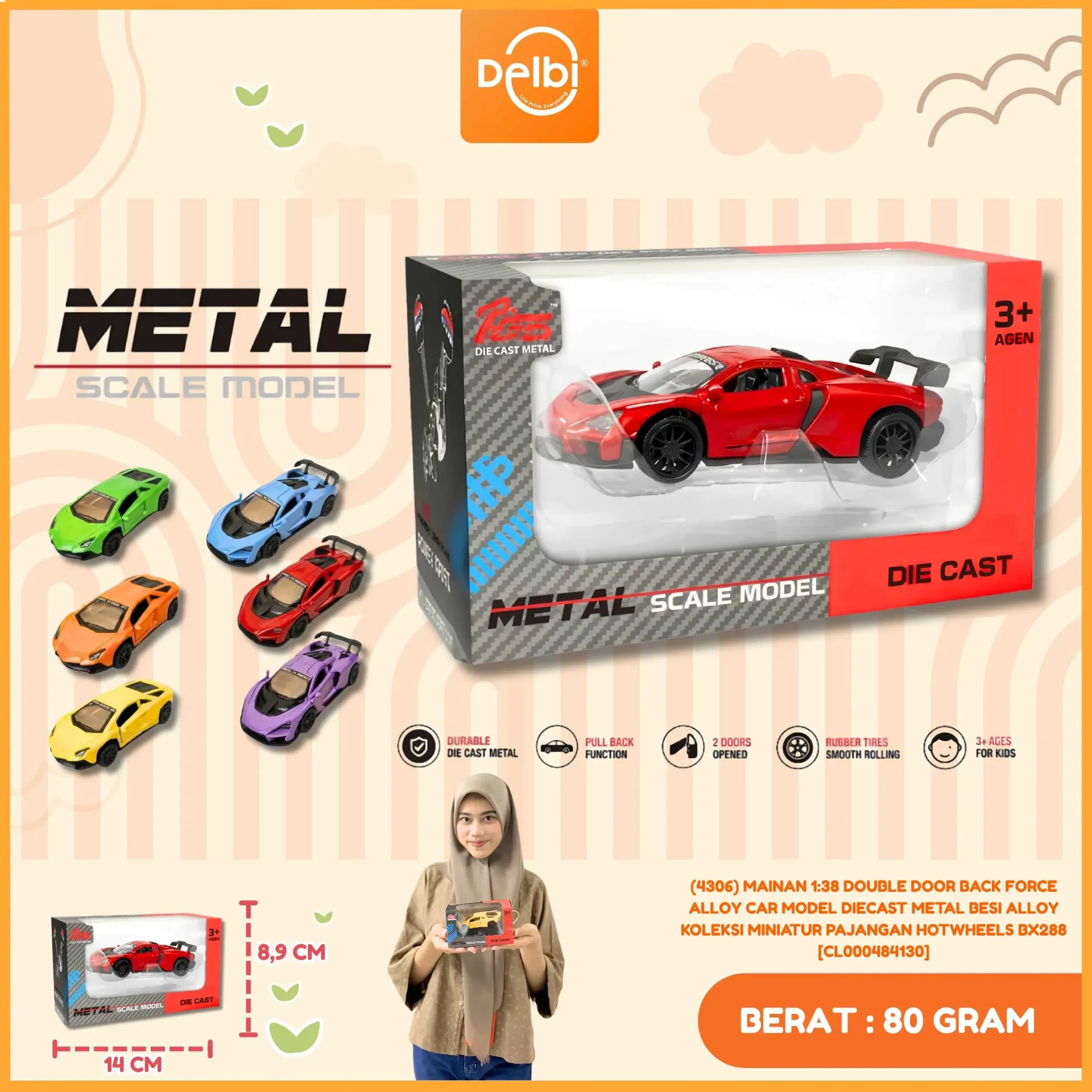 [CL000484130] (4306) MAINAN 1:38 DOUBLE DOOR BACK FORCE ALLOY CAR MODEL DIECAST METAL BESI ALLOY KOLEKSI MINIATUR PAJANGAN HOTWHEELS BX288