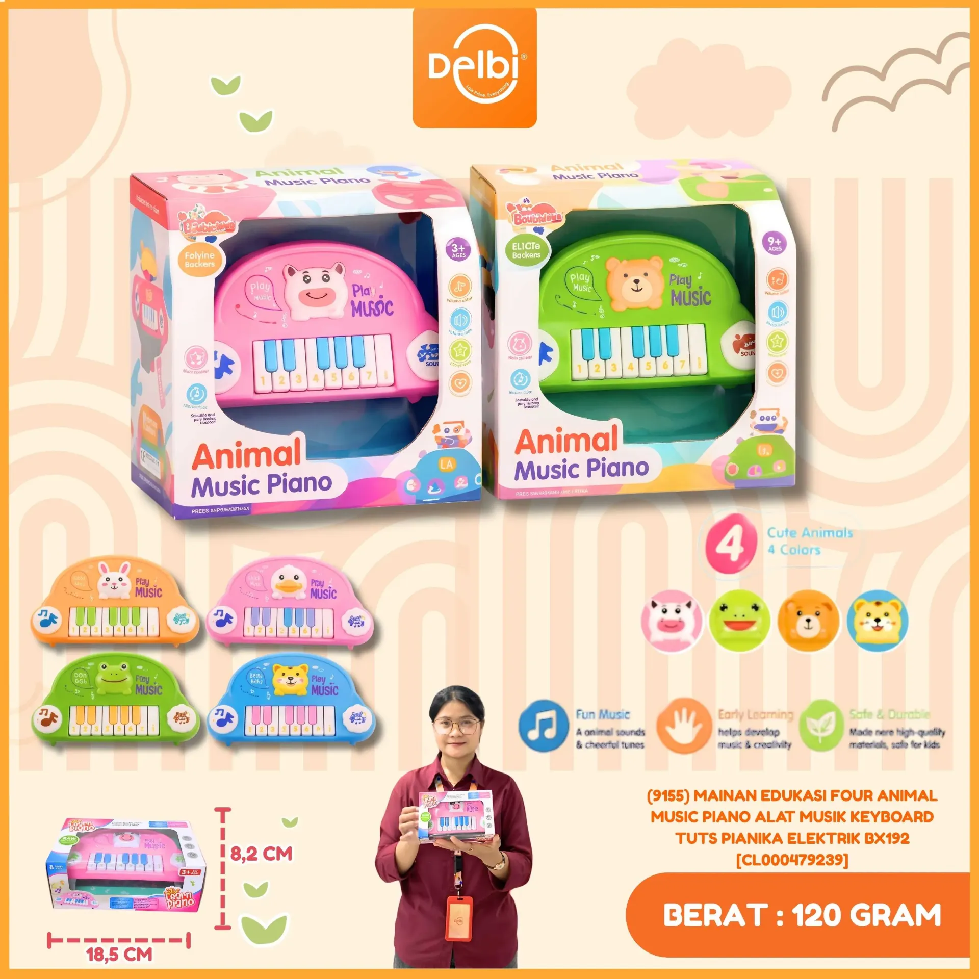 [CL000479239] (9155) MAINAN EDUKASI FOUR ANIMAL MUSIC PIANO ALAT MUSIK KEYBOARD TUTS PIANIKA ELEKTRIK BX192