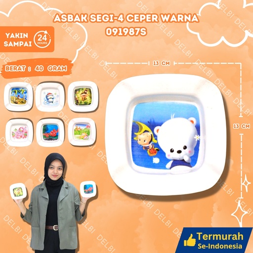 [091987S] ASBAK SEGI-4 CEPER WARNA
