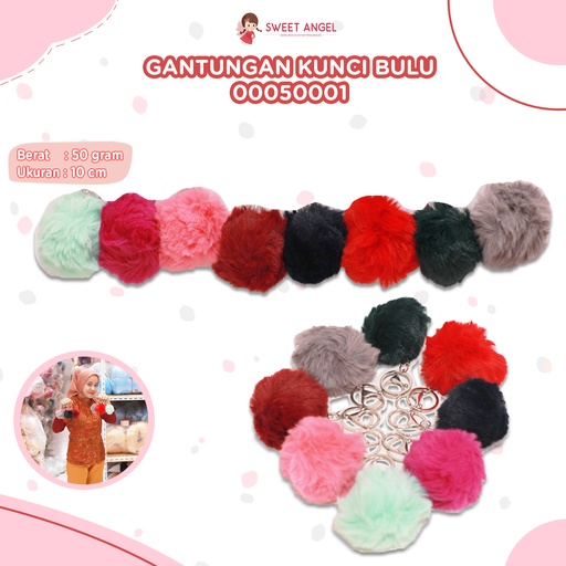 [00050001] GANTUNGAN KUNCI BULU 10CM 00050001/1667PCS