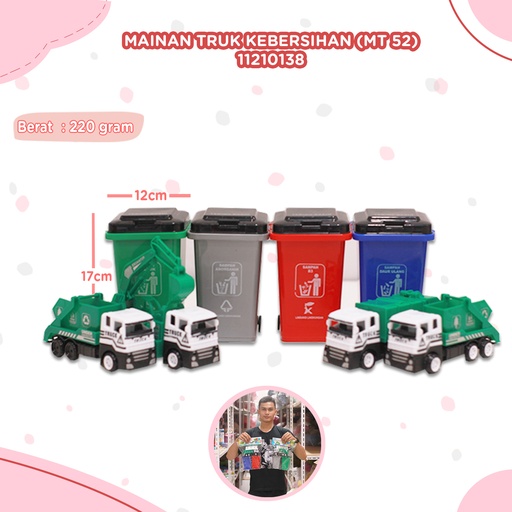 [11210138] (MT 52) MAINAN TRUK KEBERSIHAN KECIL SAMPAH TONG BX64