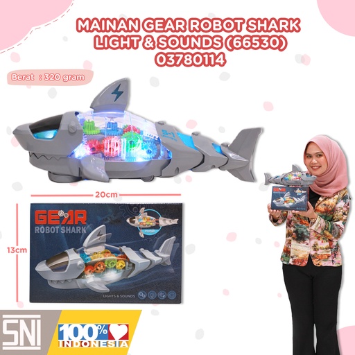 [03780114] (66530) MAINAN GEAR ROBOT SHARK LIGHT n SOUNDS BX96