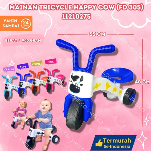 [11210275] (FD 305) MAINAN TRICYCLE HAPPY COW ISI 16PCS SEPEDA ANAK SAPI BX16