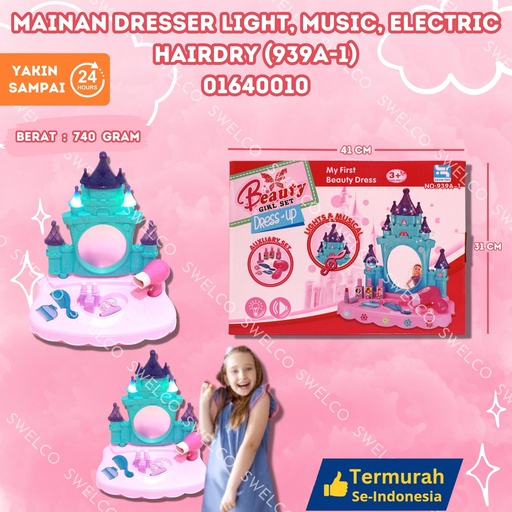 [01640010] (939A-1) MAINAN DRESSER LIGHT, MUSIC, ELECTRIC HAIRDRY ISI 24PCS BX24
