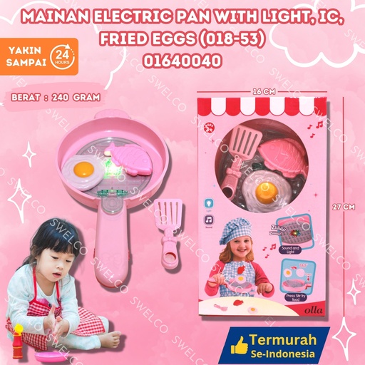 [01640040] (018-53) MAINAN ELECTRIC PAN WITH LIGHT, IC, FRIED EGGS ISI 96PCS BX96