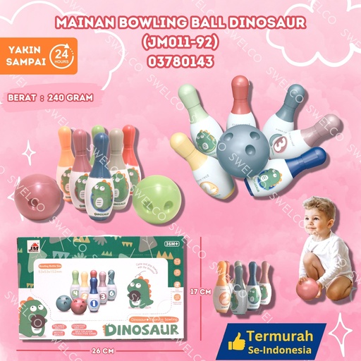 [03780143] (JM011-92) MAINAN BOWLING BALL DINOSAUR ISI 60PCS BX60