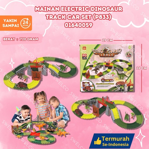 [01640059] (P833) MAINAN ELECTRIC DINOSAUR TRACK CAR SET ISI 24PCS BX24
