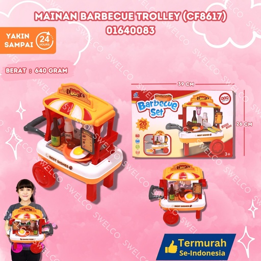 [01640083] (CF8617) MAINAN BARBECUE TROLLEY ISI 24PCS BX24