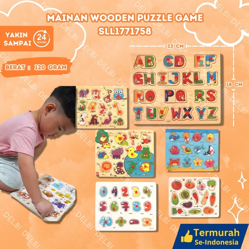 [SLL1771758] (333-3) MAINAN WOODEN PUZZLE GAME ISI 200PCS MENYUSUN EDUKASI ANGKA HURUF BELAJAR KAYU BX200