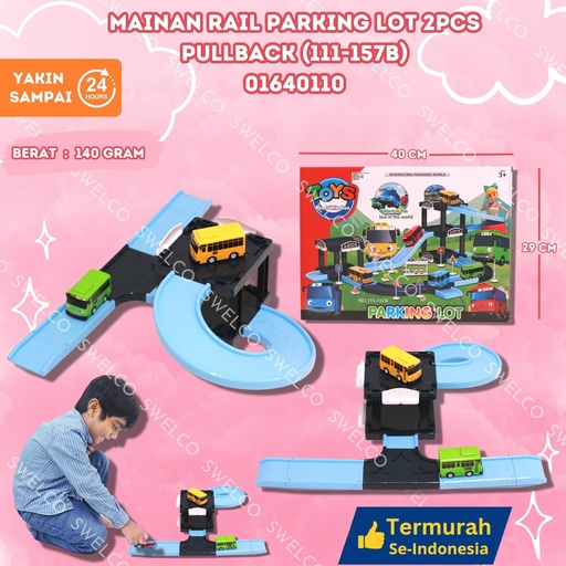 [01640110] (111-157B) MAINAN RAIL PARKING LOT 2PCS PULLBACK ISI 36PCS BX36