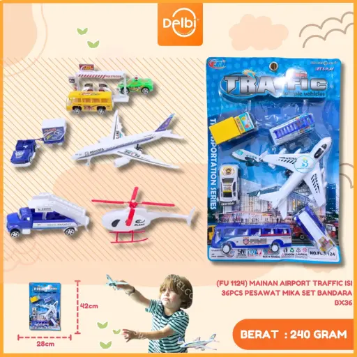 [11210309] (FU 1124) MAINAN AIRPORT TRAFFIC ISI 36PCS PESAWAT MIKA SET BANDARA BX36