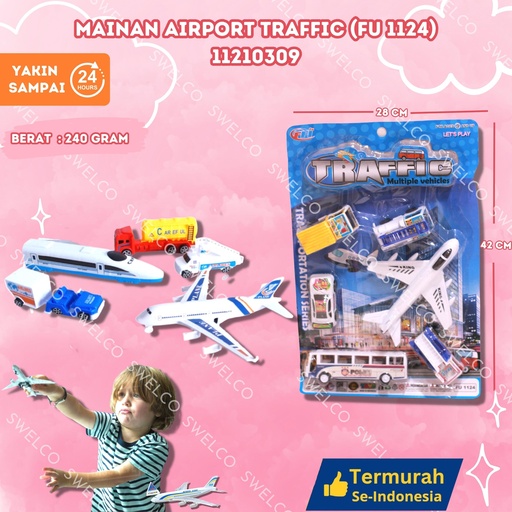 [11210309] (FU 1124) MAINAN AIRPORT TRAFFIC ISI 36PCS PESAWAT MIKA SET BANDARA BX36