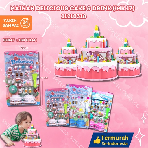 [11210318] (MK 17) MAINAN DELICIOUS CAKE n DRINK ISI 54PCS FOOD MAKANAN KUE BX54