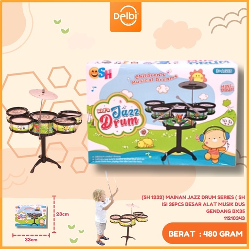 [11210343] (SH 1232) MAINAN JAZZ DRUM SERIES ( SH ISI 35PCS BESAR ALAT MUSIK DUS GENDANG BX35