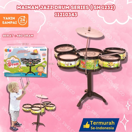 [11210343] (SH 1232) MAINAN JAZZ DRUM SERIES ( SH ISI 35PCS BESAR ALAT MUSIK DUS GENDANG BX35