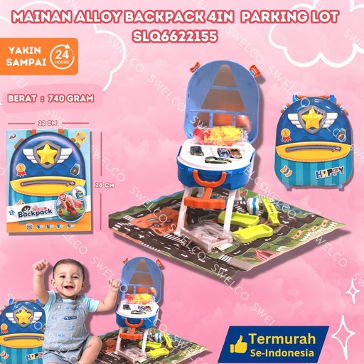 [SLQ6622155] (36PCS) MAINAN ALLOY BACKPACK 4IN PARKING LOT DL-9916-1 BX36
