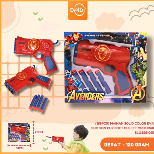 [SLQ8251065] (168PCS) MAINAN SOLID COLOR EVA SUCTION CUP SOFT BULLET 968 BX168