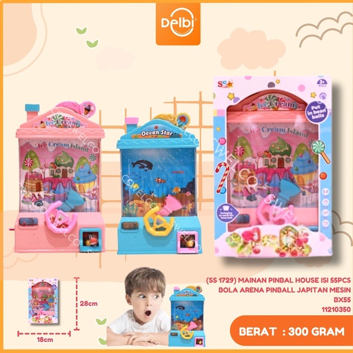 [11210350] (SS 1729) MAINAN PINBAL HOUSE ISI 55PCS BOLA ARENA PINBALL JAPITAN MESIN BX55