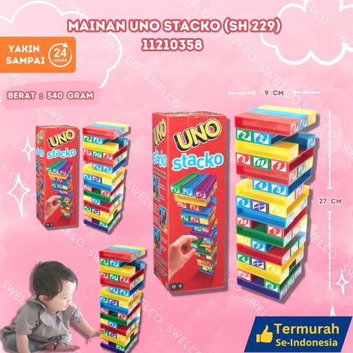 [11210358] (SH 229) MAINAN UNO STACKO ISI 64PCS MENYUSUN MENARA BALOK BX64