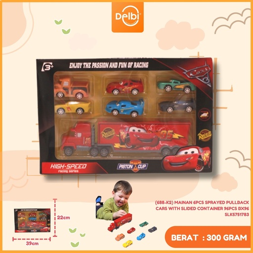 [SLK5751783] (688-K2) MAINAN 6PCS SPRAYED PULLBACK CARS WITH SLIDED CONTAINER 96PCS BX96