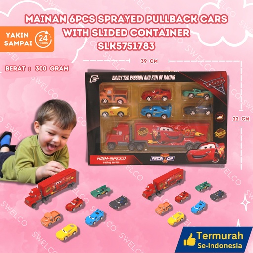 [SLK5751783] (688-K2) MAINAN 6PCS SPRAYED PULLBACK CARS WITH SLIDED CONTAINER 96PCS BX96