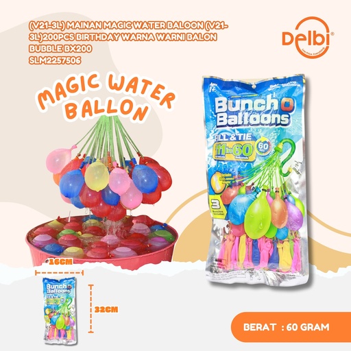 [SLM2257506] (V21-3L) MAINAN MAGIC WATER BALOON (V21-3L)200PCS BIRTHDAY WARNA WARNI BALON BUBBLE BX200
