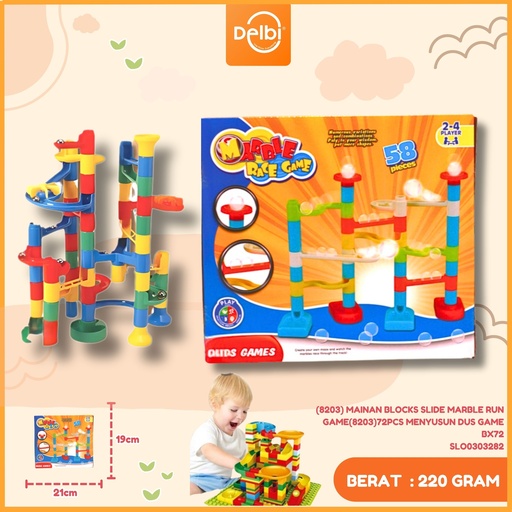[SLO0303282] (8203) MAINAN BLOCKS SLIDE MARBLE RUN GAME(8203)72PCS MENYUSUN DUS GAME BX72