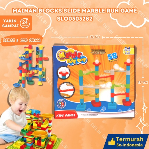 [SLO0303282] (8203) MAINAN BLOCKS SLIDE MARBLE RUN GAME(8203)72PCS MENYUSUN DUS GAME BX72
