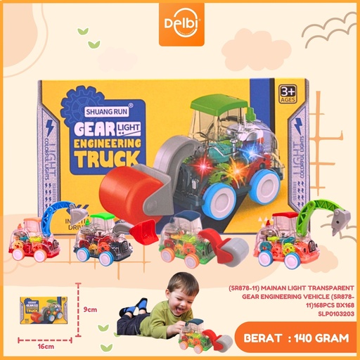 [SLP0103203] (SR878-11) MAINAN LIGHT TRANSPARENT GEAR ENGINEERING VEHICLE (SR878-11)168PCS BX168