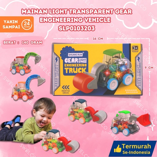 [SLP0103203] (SR878-11) MAINAN LIGHT TRANSPARENT GEAR ENGINEERING VEHICLE (SR878-11)168PCS BX168