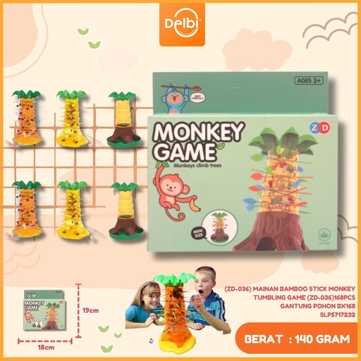 [SLP5717232] (ZD-036) MAINAN BAMBOO STICK MONKEY TUMBLING GAME (ZD-036)168PCS GANTUNG POHON BX168