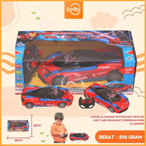 [SLJ4675140] (YQ033-2) MAINAN 114 FOUR WAY WITH 3D LIGHT AND HEADLIGHT SPIDERMAN BX48