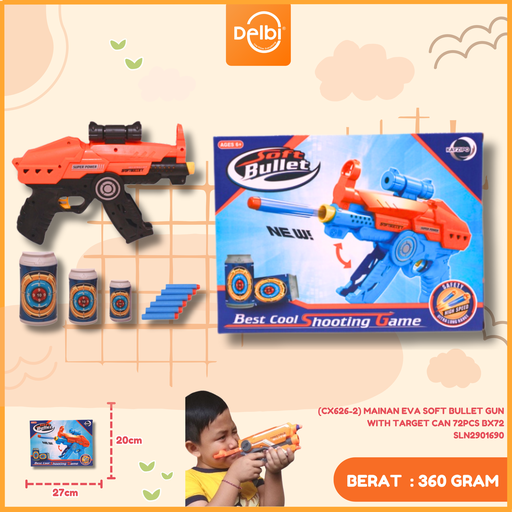 [SLN2901690] (CX626-2) MAINAN EVA SOFT BULLET GUN WITH TARGET CAN 72PCS BX72