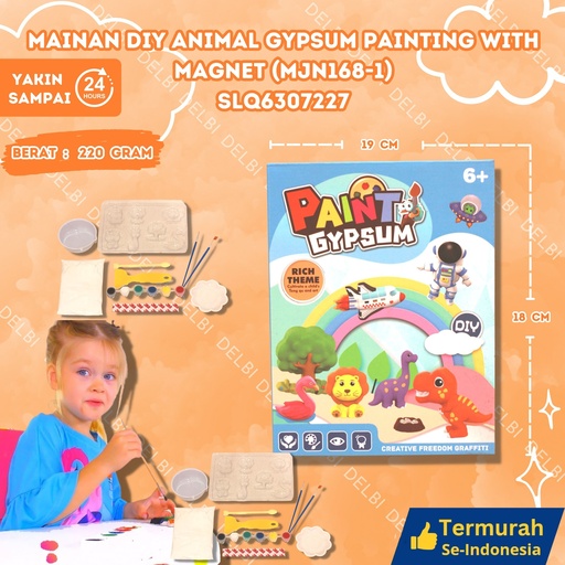 [SLQ6307227] (MJN168-1) MAINAN DIY ANIMAL GYPSUM PAINTING WITH MAGNET ISI 144PCS CLAY GIPSUM MEWARNAI BX144
