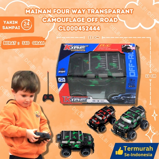 [CL000452444] (666-6) MAINAN FOUR WAY TRANSPARANT CAMOUFLAGE OFF ROAD ISI 96PCS BX96