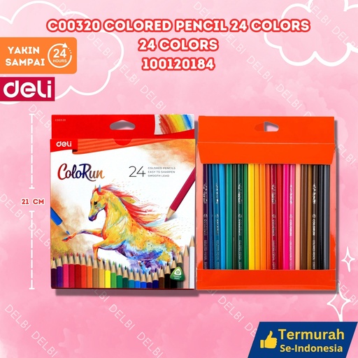 [100120184] C00320 ColoredPencil 24 Colors MEWARNAI DELI PENSIL WARNA NETTO PRICE BX24