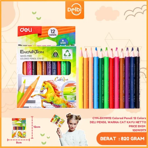 [100141979] C114-BX14412 Colored Pencil 12 Colors DELI PENSIL WARNA CAT KAYU NETTO PRICE BX24 